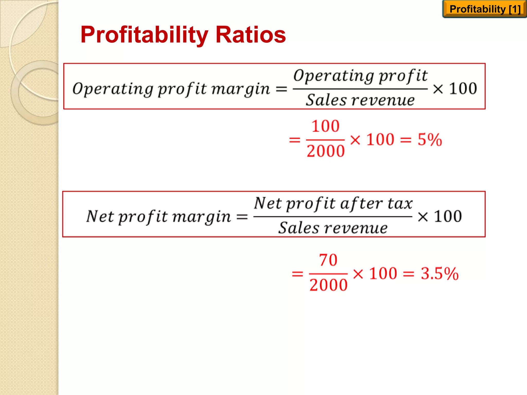 Profitability Ratios
Profitability [1]
 
