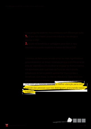 6 razões para cuidar do Controle Interno da Qualidade




                          Essa pergunta pode ter dois enfoques com diferenças sutis.
                          1. O que nos impele, o que nos induz ou nos obriga a
                          realizar o CIQ?
                          2. Quais os benefícios e vantagens para mim e meu
                          laboratório quando implanto e realizo de fato o CIQ?



                          Listamos os itens que consideramos os mais significativos,
                          para estabelecer as bases racionais porque o profissional da
                          área de laboratório clínico deve se engajar de forma intensa
                          em atividades pela qualidade do fruto do seu trabalho.
                          Estudiosos do tema podem apresentar mais razões e
                          benefícios, com maior ou menor relevância. Colocamo-nos
                          em campo para o debate, para reunirmos diferentes ideias,
                          mas com um mesmo princípio: a melhor atenção para com
                          a saúde das pessoas que nos distinguem, procurando nosso
                          trabalho.




                                                        co mpart ilh e esse co nteúd o
    www.qualichart.com.br                                                                página 9
 