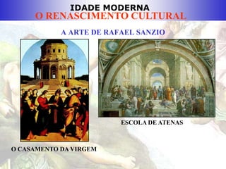 IDADE MODERNA
O RENASCIMENTO CULTURAL
A ARTE DE RAFAEL SANZIO
ESCOLA DE ATENAS
O CASAMENTO DA VIRGEM
 