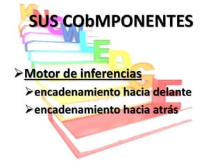 SUS CObMPONENTES

Motor de inferencias
 encadenamiento hacia delante
 encadenamiento hacia atrás
 