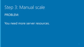 Step 3: Manual scale
PROBLEM:
You need more server resources.
11
 