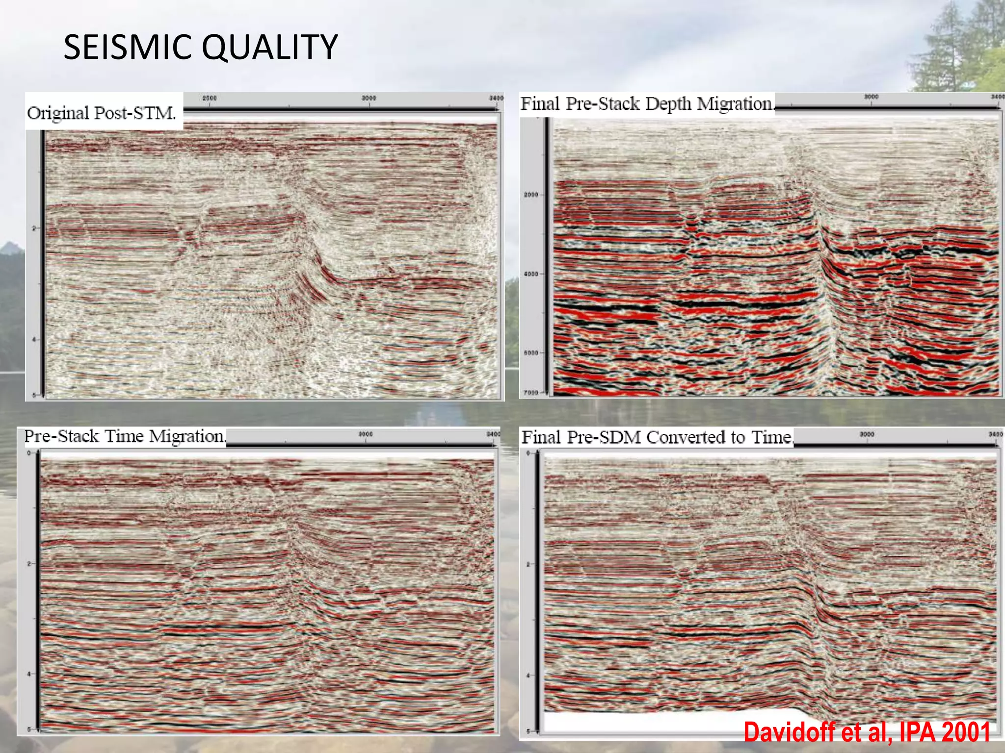 SEISMIC QUALITY
Davidoff et al, IPA 2001
 