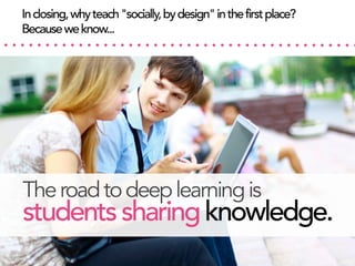 In closing, why teach "socially, by design" in the first place?
Because we know...

The road to deep learning is

students sharing knowledge.

 