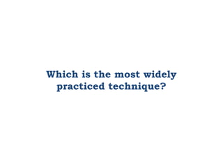 Which is the most widely
practiced technique?
 