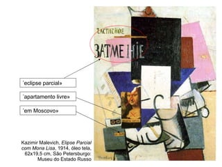 Kazimir Malevich,  Elipse Parcial com Mona Lisa , 1914, óleo tela, 62x19,5 cm, São Petersburgo: Museu do Estado Russo «eclipse parcial» «apartamento livre» «em Moscovo» 