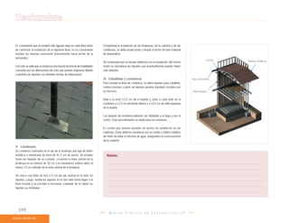 Techumbre

Es conveniente que se instalen sólo algunas tejas en cada línea antes     Completada la instalación de las limahoyas, de la cubierta y de las
de comenzar la instalación de la siguiente línea; no es conveniente       cumbreras, se debe inspeccionar y limpiar el techo de todo material
instalar las tejuelas avanzando directamente hacia arriba de la           de desperdicio.
techumbre.
                                                                                                                                                              Cercha   Tejuelas asfálticas
                                                                          Se comprueba que no existan deterioros en la instalación; del mismo
Con esto se evita que se produzca una mezcla incorrecta de tonalidades    modo se reemplaza las tejuelas que eventualmente puedan haber
causadas por las alteraciones de color que puedan originarse debido       sido dañadas.
a partidas de tejuelas con distintas fechas de elaboración.
                                                                          VI. Caballetes y cumbreras                                               Viga compuesta
                                                                          Para rematar la línea de cumbrera, se utiliza tejuelas para caballete,
                                                                          confeccionadas a partir de tejuelas peineta standard cortadas por
                                                                          su trascara.                                                             Panel tabique


                                                                          Deje a la vista 12,5 cm de la tejuela y clave a cada lado de la
                                                                          cumbrera y a 2,5 cm del borde inferior y a 14,5 cm de orilla expuesta
                                                                          de la tejuela.


                                                                          Las tejuelas de cumbrera deberán ser dobladas a lo largo y por el
                                                                          centro. Este procedimiento se repite para las limatesas.


                                                                          Es común que existan pasadas de ductos de ventilación en las
                                                                          cubiertas. Éstas deberán rematarse con un manto o faldón metálico
                                                                          de modo de evitar la intrusión de agua, asegurando la estanqueidad
                                                                          de la cubierta.

V. Limahoyas
Se comienza centrando en el eje de la limahoya una faja de fieltro
asfáltico o membrana de base de 91,5 cm de ancho. Se instalan                Notas:
todas las tejuelas de un costado, cruzando la línea central de la
limahoya en un mínimo de 30 cm y la clavaremos ambos lados al
menos 15 cm retirado de la línea central de la limahoya.

Se marca una línea de tiza a 5 cm del eje central en el lado sin
tejuelas. Luego, instala las tejuelas en el otro lado hasta llegar a la
línea trazada y se procede a recortarla, cuidando de no dañar las
tejuelas ya instaladas.




  108
                                                                               Manual Práctico de Construcción LP
 