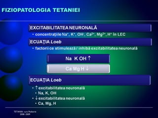 FIZIOPATOLOGIA TETANIEI TETANIA- curs Pediatrie 2008 -2009 