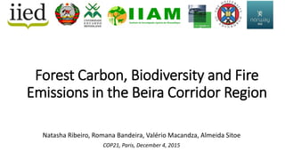 Forest Carbon, Biodiversity and Fire
Emissions in the Beira Corridor Region
Natasha Ribeiro, Romana Bandeira, Valério Maca...
