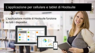 L’applicazione mobile di Hootsuite funziona
su tutti i dispositivi
L’applicazione per cellulare e tablet di Hootsuite
 