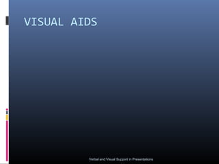 VISUAL AIDS




         Verbal and Visual Support in Presentations
 
