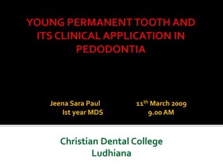 Jeena Sara Paul    11th March 2009
   Ist year MDS        9.00 AM



  Christian Dental College
          Ludhiana
 
