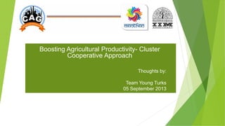 Boosting Agricultural Productivity- Cluster
Cooperative Approach
Thoughts by:
Team Young Turks
05 September 2013
 