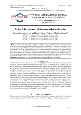 Design & Development of Vision Controlled Snake Robot | PDF
