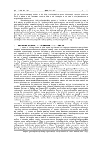 English speaking anxiety among English-major tertiary students in Ghana ...