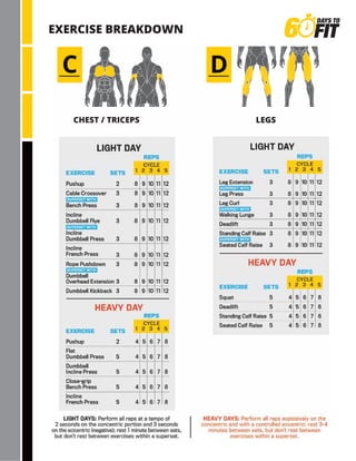 CHEST / TRICEPS LEGS
EXERCISE BREAKDOWN
C D
 