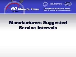 Manufacturers Suggested Service Intervals 