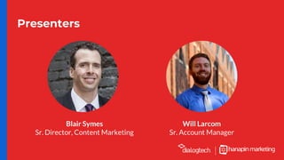 Presenters
Will Larcom
Sr. Account Manager
Blair Symes
Sr. Director, Content Marketing
 