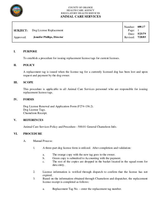 replacement dog license tag