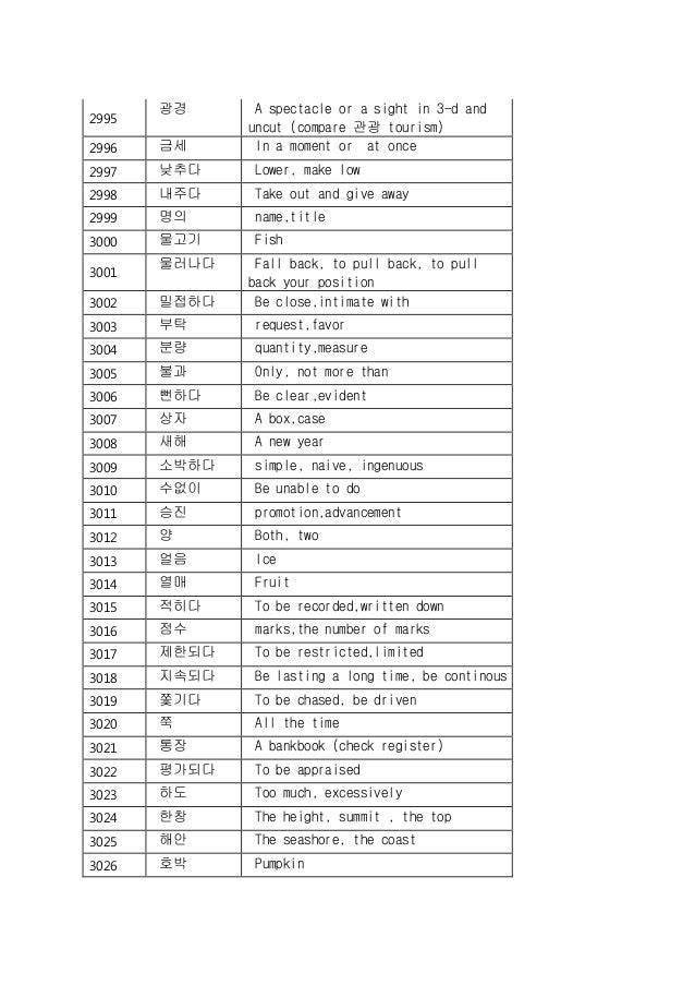 6000 most common korean words pdf