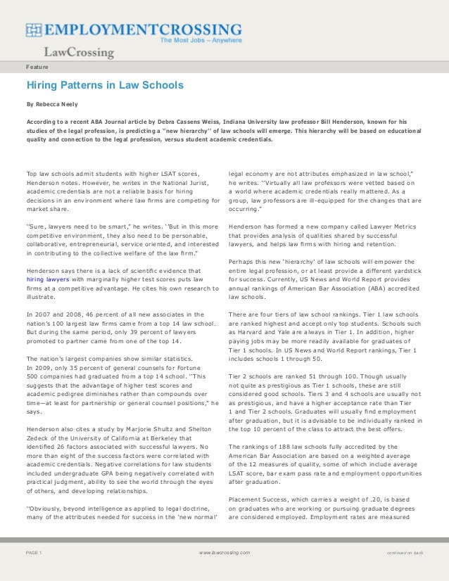 Hiring Patterns in Law Schools