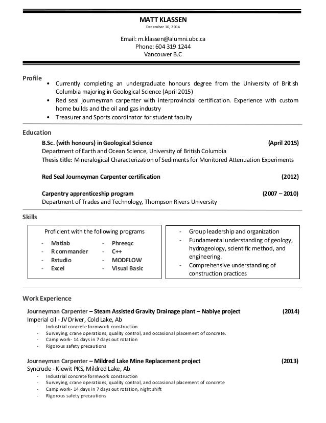 Matt Klassen Resume