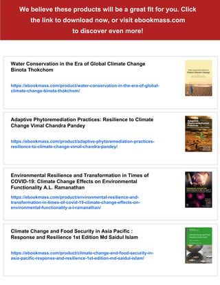 Risk and Resilience in the Era of Climate Change Vinod Thomas | PDF
