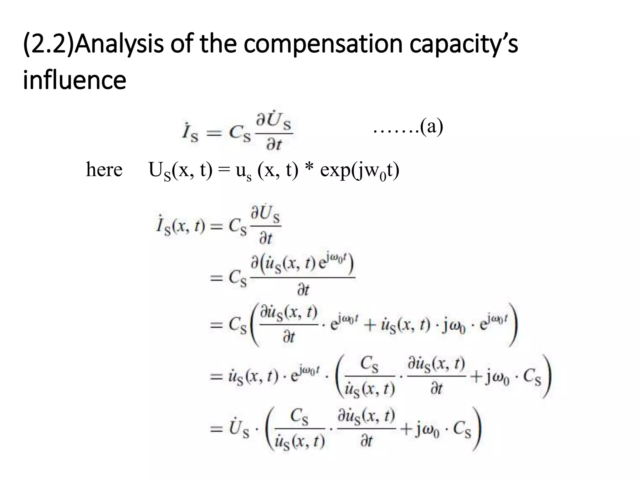 (2.2)Analysis of the compensation capacity’s
influence
…….(a)
here US(x, t) = us (x, t) * exp(jw0t)
 
