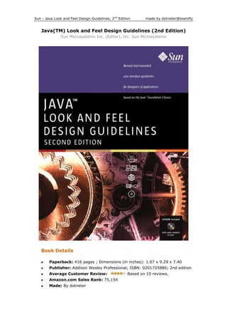 Java Look and Feel Design Guidelines 2nd ed., rev. and expanded Edition ...