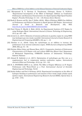 Effect of HHO Gas as Fuel Additive on the Exhaust Emissions of Internal ...