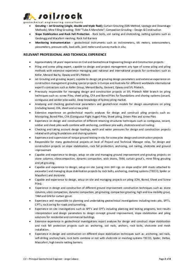 Geotechnical Engineer Sample Resume top 8 geotechnical engineer resume samples in this file you can ref resume materials for Cv Principal Geotechnical Engineer Geotechnical Engineer Sample Resume professional engineering geologist resume samples Cv Principal Geotechnical Engineer