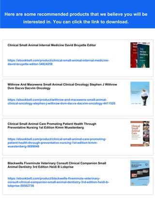 Clinical Small Animal Internal Medicine Bruyette David | PDF