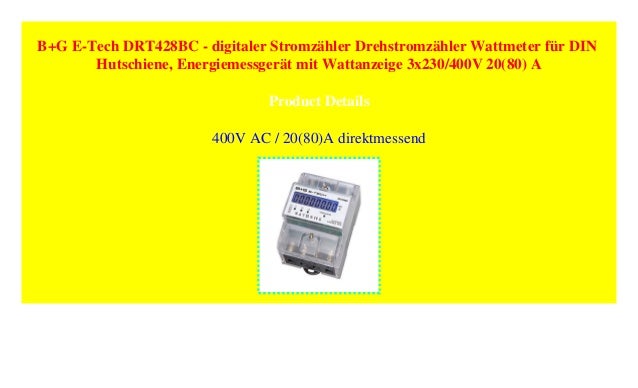 A Für Hutschiene Digitale LCD Stromzähler Drehstromzähler Geeicht Wattmeter 5 80