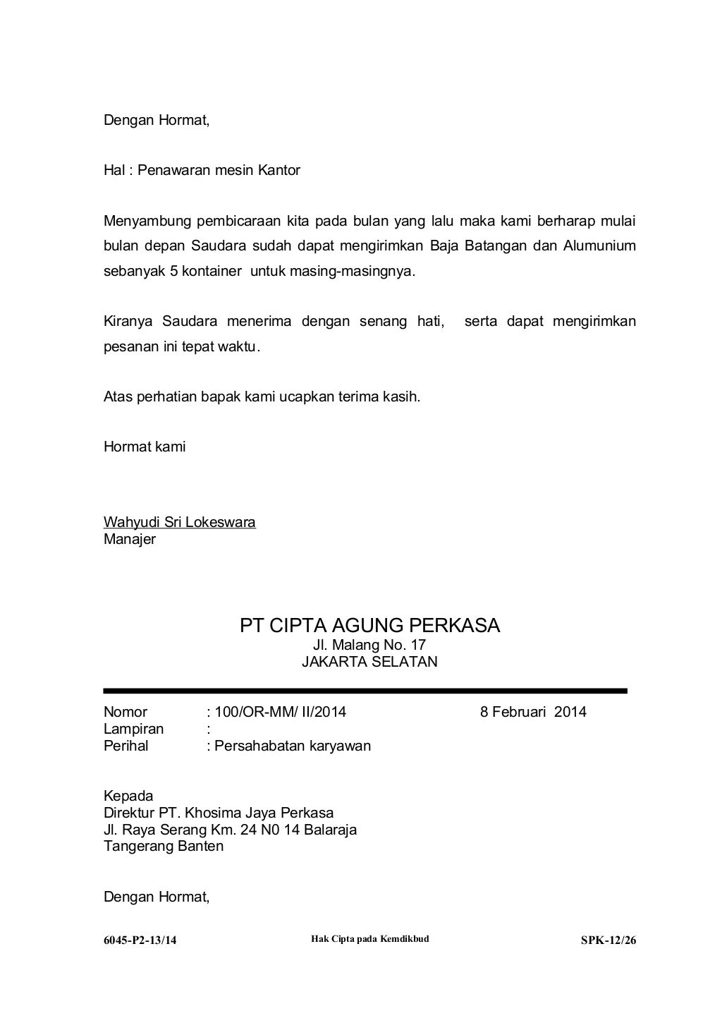 Soal UKK Administrasi Perkantoran P2 2013/2014