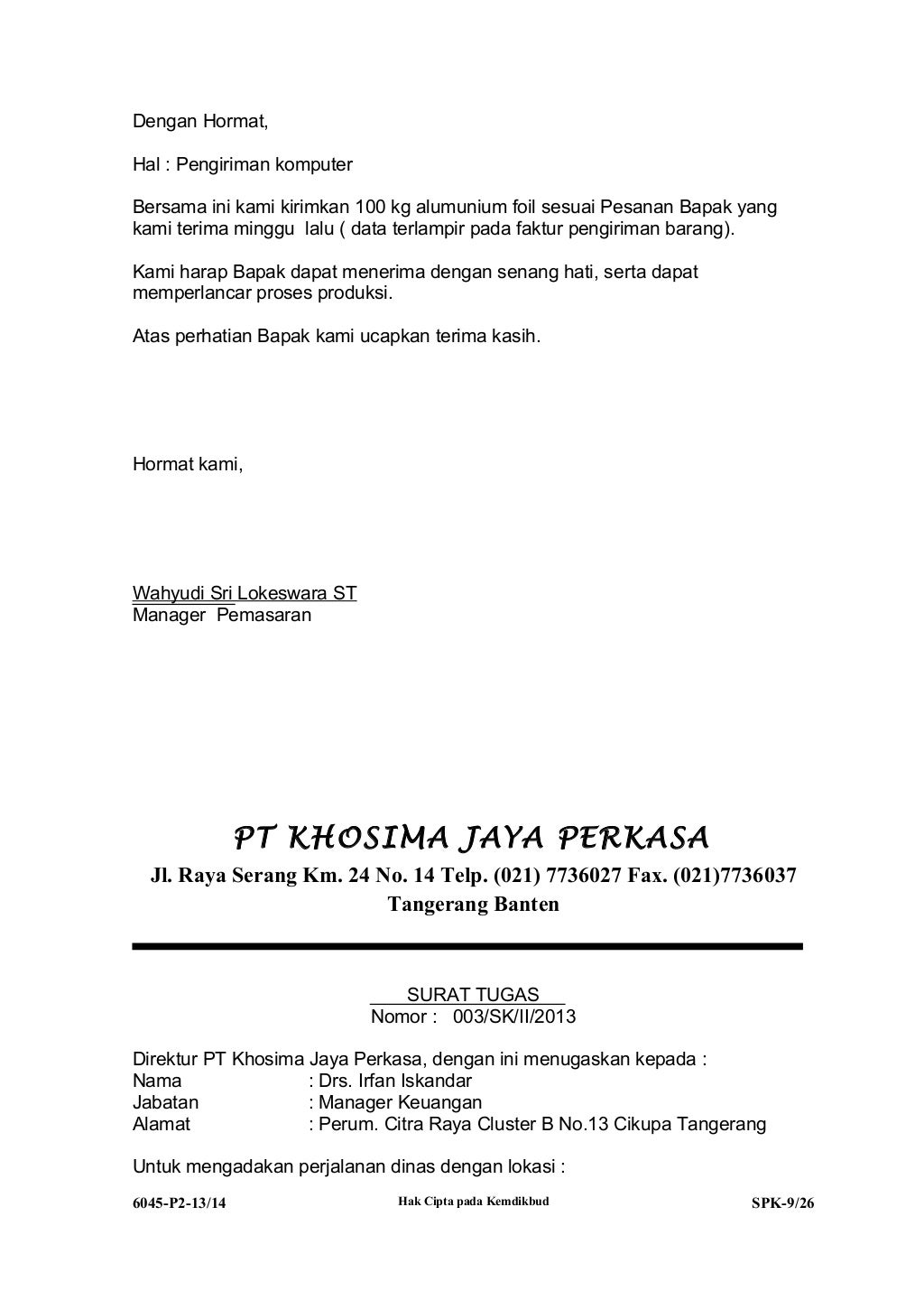 Soal UKK Administrasi Perkantoran P2 2013/2014