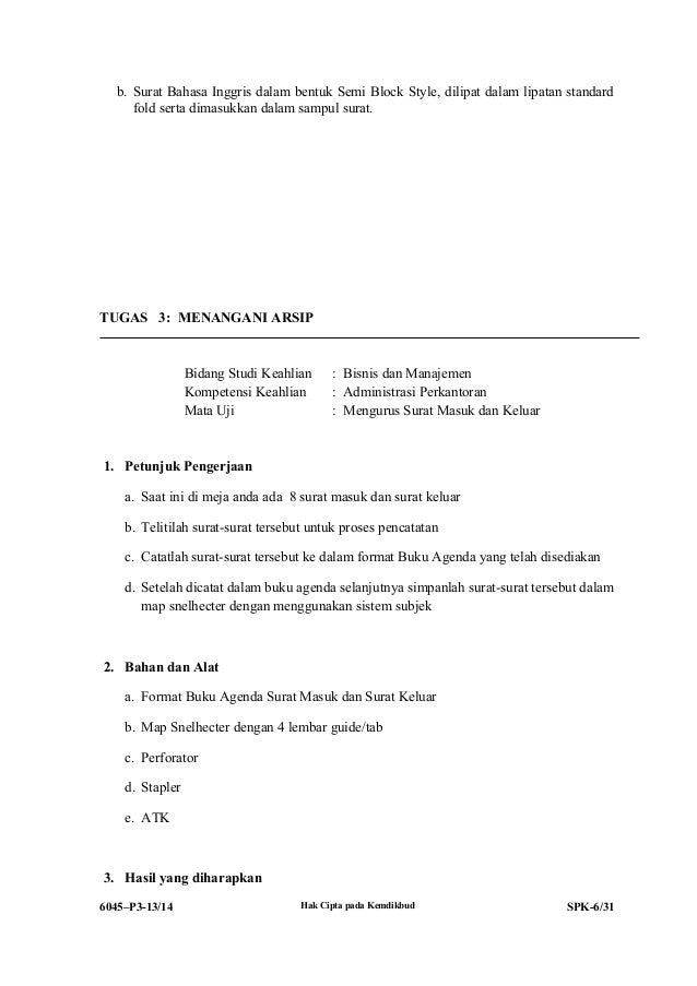 Surat Undangan Rapat Bahasa Inggris Block Style