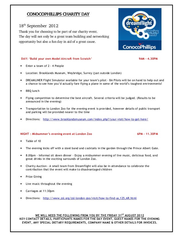 Joining Instructions Dreamflight event 18th September