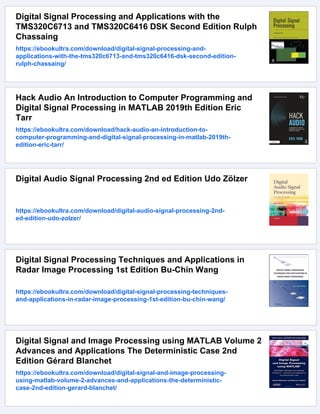 Digital signal processors architecture programming and applications 2nd ...