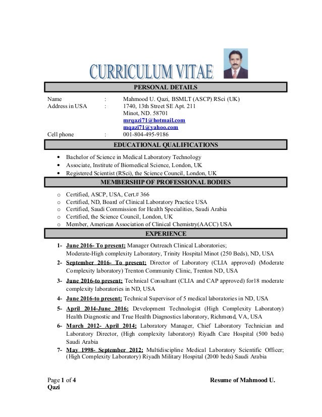 biomedical science cv