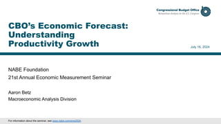 CBO’s Economic Forecast: Understanding Productivity Growth | PDF