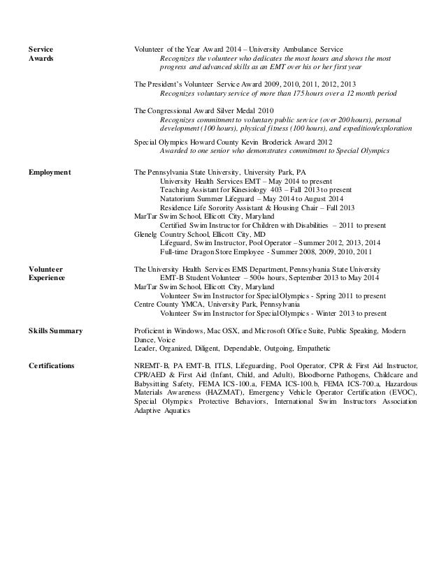 emt basic resumes