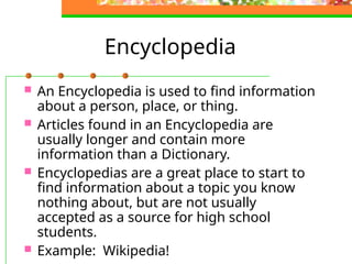 Encyclopedia Reference Example 605249833-referencematerialspowerpoint.pptx