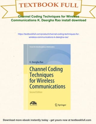 Channel Coding Techniques for Wireless Communications K. Deergha Rao | PDF