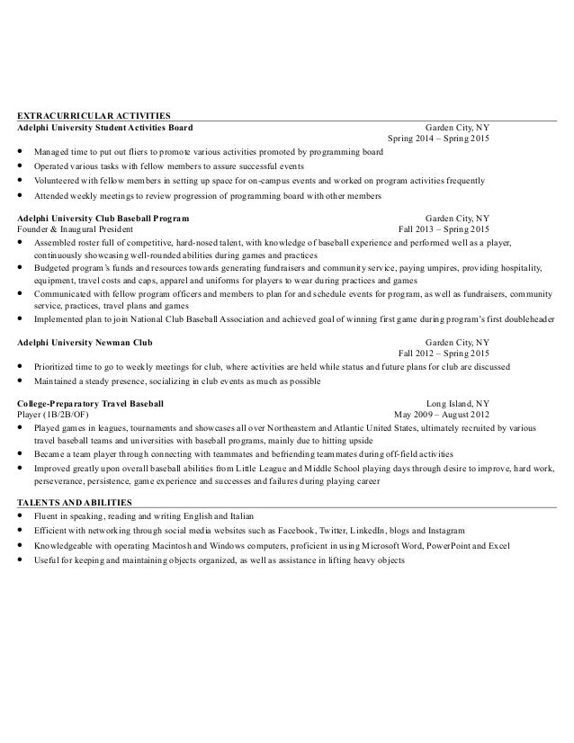 resume extracurricular activities sle marc plutno s professional collegiate business resume resume extracurricular activities sle marc plutno s professional collegiate business resume