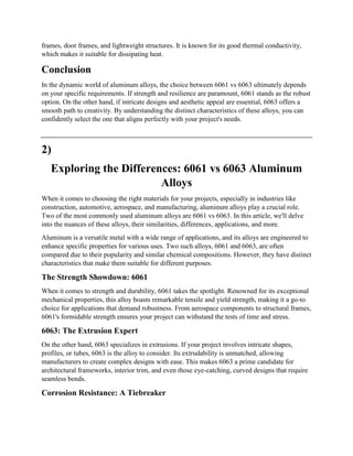 6061 vs 6063 | DOCX | Chemistry | Science