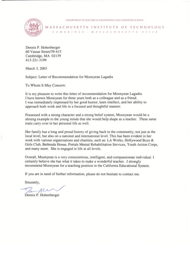 moonyean newman letter of recommendation dennis p scientific recommendation letter