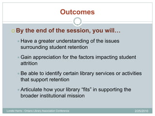 Outcomes

     By        the end of the session, you will…
         Have    a greater understanding of the issues
      ...