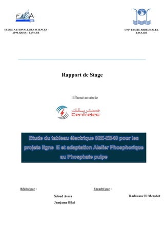 Rapport de Stage
Effectué au sein de
Réalisé par : Encadré par :
Sdoud Asma
Jamjama Bilal
Radouane El Merabet
ECOLE NATIONALE DES SCIENCES
APPLIQUES - TANGER
UNIVERSITE ABDELMALEK
ESSAADI
 