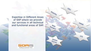 SOA IT
Expertise in Different Areas
of SAP where we provide
our services in all technical
and functional areas of SAP.
 