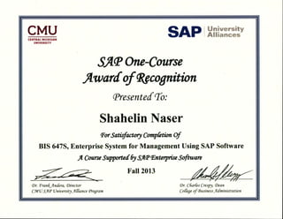 SAP One-Course Award