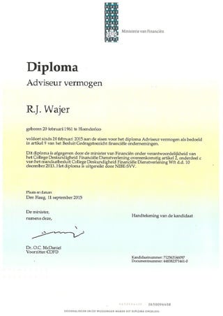 Diploma Adviseur Vermogen 2015